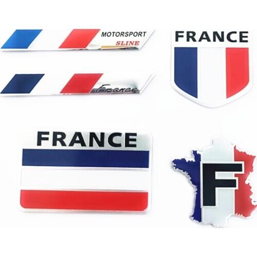 Car Styling 3D Aluminum France Flag Emblem Badge Car Sticker Decals Car-Styling For Peugeot 307 206 207 Citroen Renault DS C2 C3