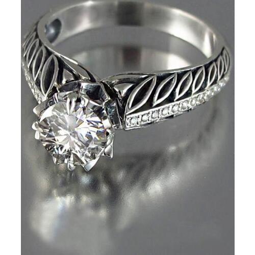 WYJZY New zircon ladies wedding ring retro models womens fashion engagement ring exquisite anniversary gift