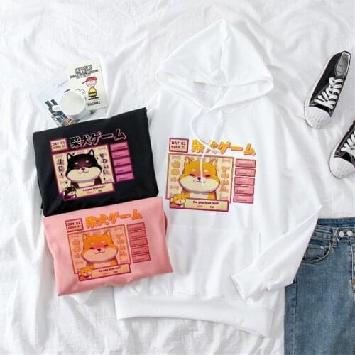 Aesthetic Camisas Mujer Shiba Inu Hoodie Harajuku Fun Hoodies Women Ulzzang Cute Korean Kawaii Sweatshirt Hoodie Female chic top
