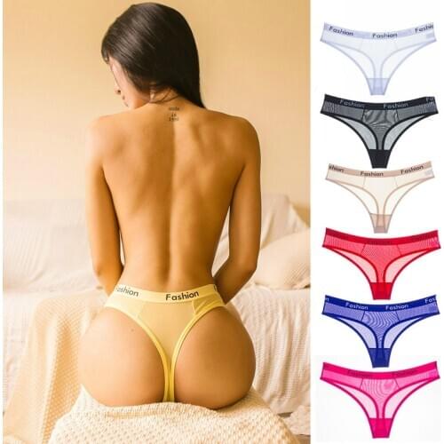 European and American Style Womens Seamless Thong Womens Transparent Low Waist Temptation Ultra-thin Plu Size Sexy Panties