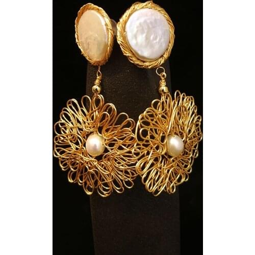 XF800 Real Natural Baroque Pearl Earrings Irregular Freshwater Pearl Gold Filled Handmade Fine Jewelry for Women E524