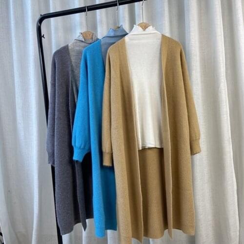 Vintage Cardigan Women Autumn Winter Loose Casual Knitwear Outerwear Fashion Medium Long Sweater Coats Female Trend New