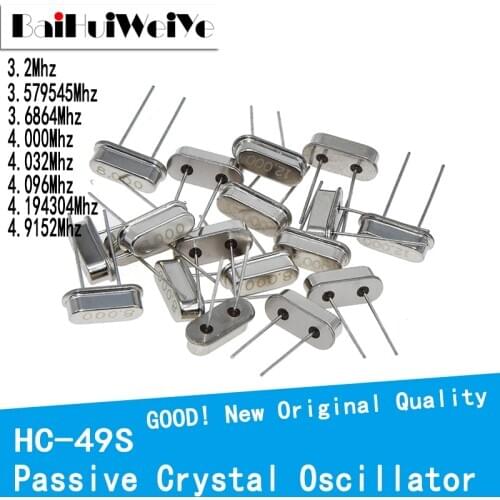 10PCS/LOT HC-49S Quartz Crystal Resonator Passive Oscillator HC 49S 3.2Mhz 3.579545Mhz 3.6864Mhz 4.000Mhz 4.032Mhz 4.096Mhz