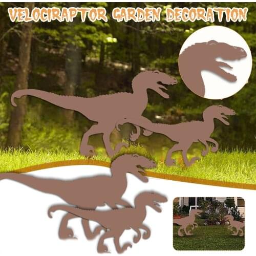 2D Dinosaur Figure Yard Stake Decorative Silhouette Art Decor Metal Statue Peg for Garden Outdoor C1