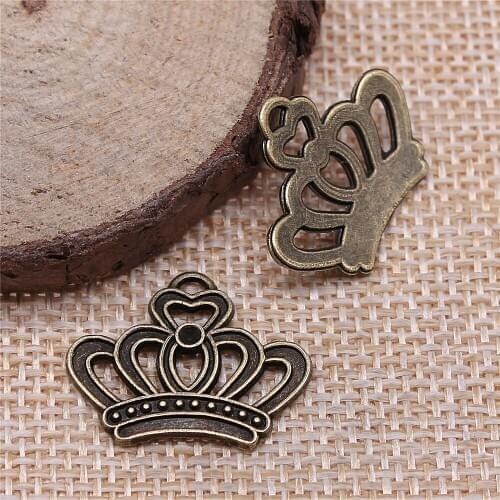 Free shipping 40pcs 22x18mm antique bronze Crown charms diy retro jewelry fit Earring keychain hair card pendant accessories