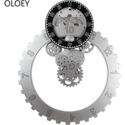 Large 3d Wall Clock Hanging Gear Pendulum Clocks Wall Home Decor Creative Living Room Wall Clock Modern Design Shabby Chic Clock