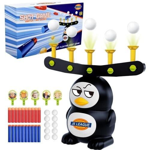 Newest Arrival Electric Floating Ball Target Cartoon Penguin Target Suspended Shooting Flying Ball Target Kids Toy