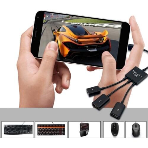 Adapter Cable Charging Data Transmission 1 to 3 Type-c to USB Converter Cable for Mobile Phone