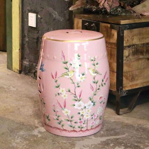 Beautiful flower and bird design ceramic bedroom furniture seat stool for decoration