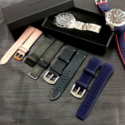 MEGIR Original Watch Strap Silicone Leather Stainless Steel Canvas Band Bracelet Accessories