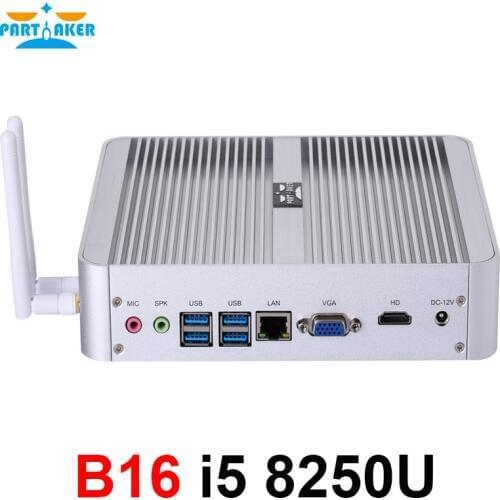 Newest Kaby Lake R 8th Gen Quad Core Fanless Mini PC Win 10 Intel Core i5 8250U UHD Graphics 620 Wifi HDMI Mini Computer DDR4