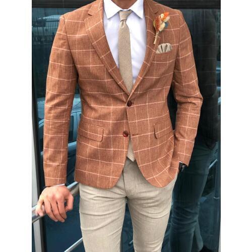 Custom Made Mens Suit 2020 Wedding Tuxedos Formal Plaid Best Man Suits Groom Wear Tuxedos 2 Pieces Suits (Jacket+Pants)