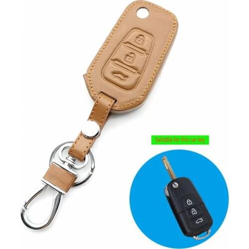 Soft texture leather remote control key cover case protection bag for LiFan X60 3 buttons folding protective case