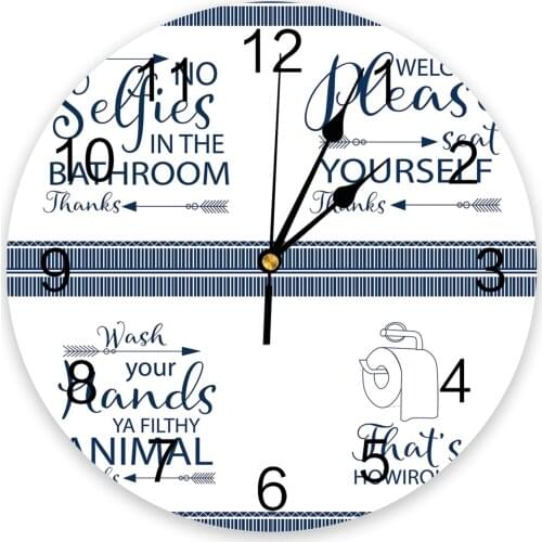 Bathroom And Toilet Fun Text Wall Clock For Modern Home Decoration Teen Room Living Room Needle Hanging Watch Table Clock