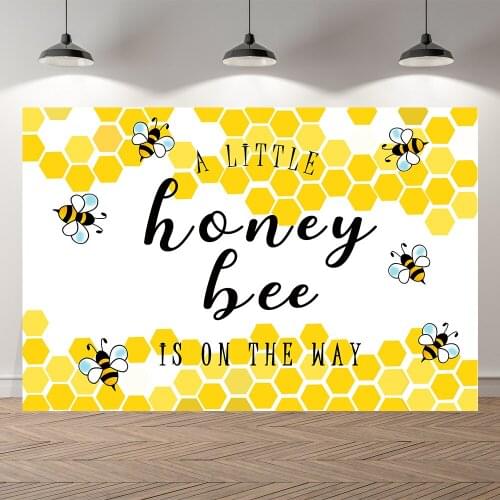 Neoback Cute Bees Honeycomb Autumn Yellow Baby Shower Party Backdrop Customized Kids Birthday Decorations Background Photocall