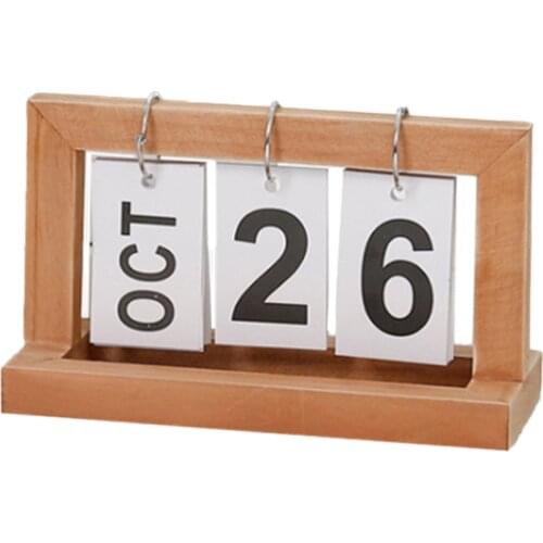 Nordic Minimalist Creative Wooden Page Calendar Desktop Study Desk Calendar Wooden Ornaments Home Decoration Accessories (Wood