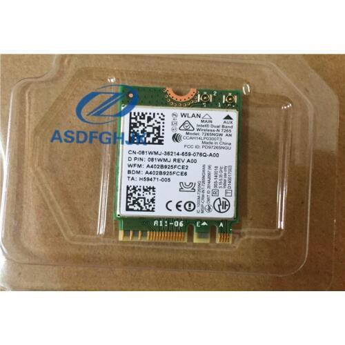 Original Wireless WLAN Card 7265NGW AN for DeLL Intel Dual Band 802.11AN 300m 2x2 Wifi+BT4.0 NGFF/M.2 81WMJ 081WMJ 100% Test ok