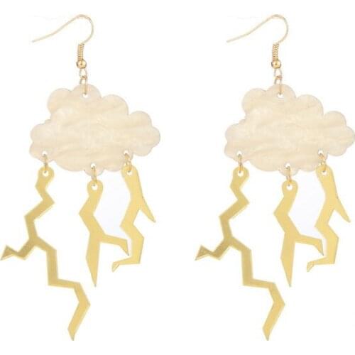 Fashion Cool Punk Gold Cloud Long Tassel Lighting Dangle Earrings for Women Girls Trendy Geometric Dangle Earrings New Year Gift