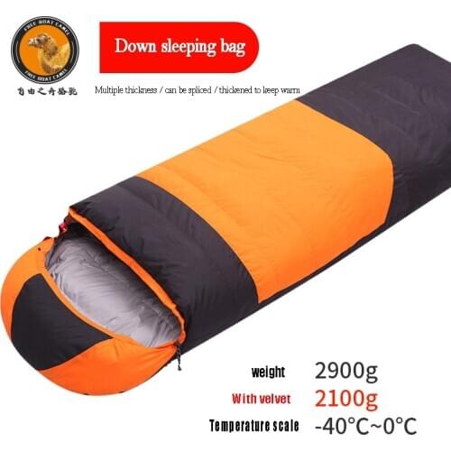 Freedom boat camel down sleeping bag outdoor autumn and winter single stitching ultralight warm duck down sleeping bag