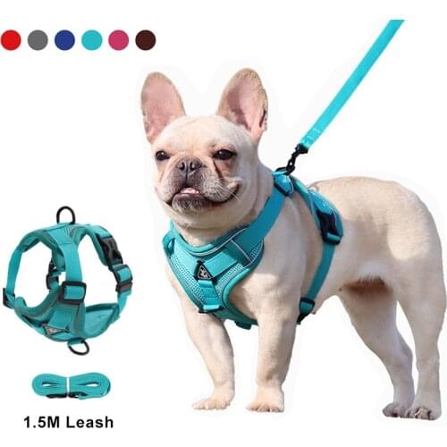 Reflective Dog Harness With Leash Set Breathable Adjustable Puppy Lead Pet Harness Vest For Small Medium Dog Cat Dog Accessories