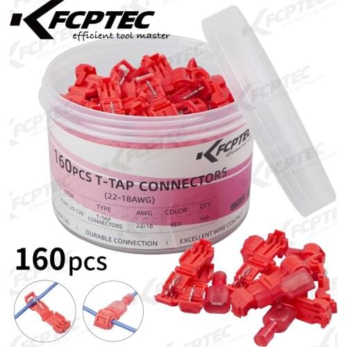 T-Tap Connector Self-Stripping Quick Splice Electrical Wire Terminal Kit, Insulated Male Fast Wire Cable Connectors