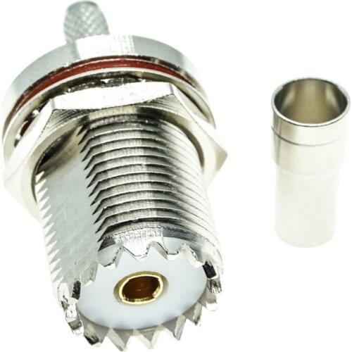 UHF SO239 Female bulkhead crimp RG58 LMR195 RG142 Cable Straight RF connector