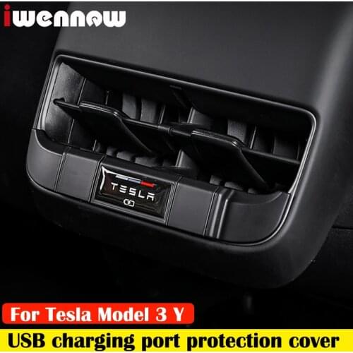 Waterproof Dustproof Protective Cover For Tesla Model 3 Y 2021 Car Accessories USB Charging Port Of Rear Air Conditioner Outlet