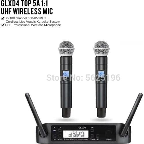 Free shipping!!! Top quality GLXD4 GLXD24 GLXD wireless microphone system mic for karaoke and speech with Beta58 and S.M58 mic