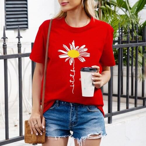 Sunflower Graphic Printed Women T-shirt Jesus Faith Harajuku Streetwear Loose Tops Y2k Aesthetic Vintage Long Sleeve Summer Tees