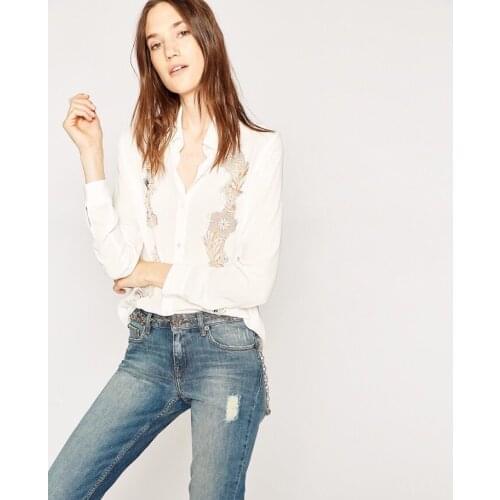 Women Shirt Lace Location Embroidered Long Sleeve White Shirt Niche Light Luxury Fashion Top