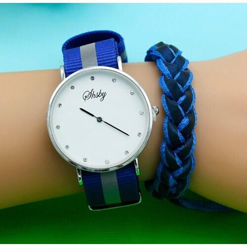 Shsby Women Canvas Strap Watch Luxury Nylon Watch With Woven Bracelet Fashion Quartz Wristwatch Simple Lady Gift Watch