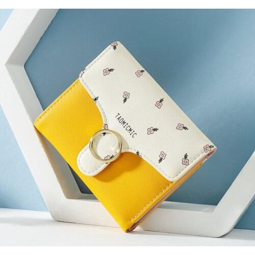 Womens Fashion Leather Trifold Wallet Female Luxury Designer Short Purse Girl Flower Pattern Cute Coin Card Holder Small Clutch