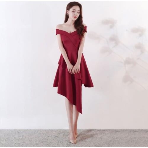 High Quality Satin Women Dress 2021 Sexy Off Shoulder Evening Gown Simple Irregular Elegant Prom Vestido Celebrity Party Dress