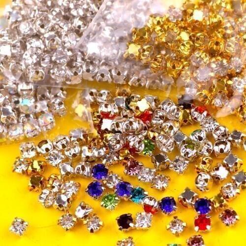 Gold Silver Claws Mix Color Strass Rhinestones For Needlework Strass Crystals Rhinestones For Clothes Sew On Stones Decoration