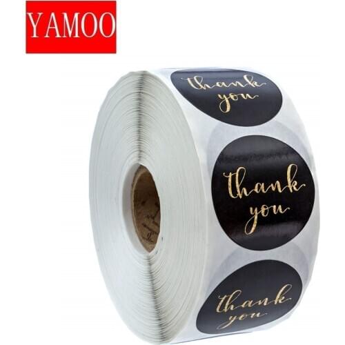 Gold Foil Thank You Sticker Scrapbooking For Envelope Seal Labels Pink White Background Stationery