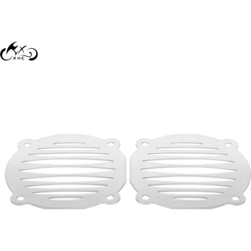 1Pair Motorcycle Chrome Aluminum Speaker Grills Accent Trim Cover For Harley Electra Glide FLHT 2000-2013 2010 2011 2012 2013