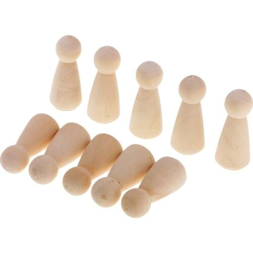 10 Pieces Unfinished Wood Blank DIY People Wooden Peg Dolls Bodies 58x25mm