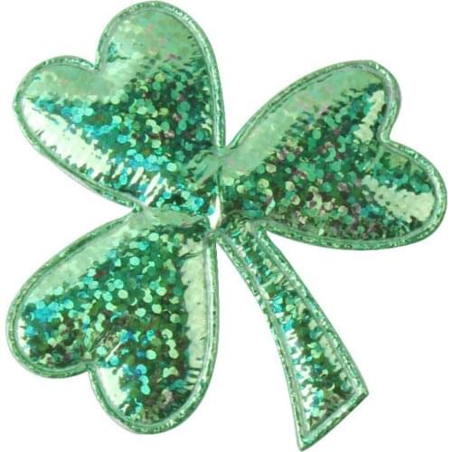 100 pcs/lot, Sweet Glitter Leaf Shamrock Pads St. Patricks Day Infantile Headband Pad Hair Accessories For Girls Bows Head wear