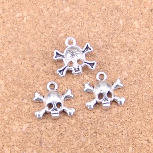116pcs Charms skull skeleton bone 15x14mm Antique Pendants,Vintage Tibetan Silver Jewelry,DIY for bracelet necklace