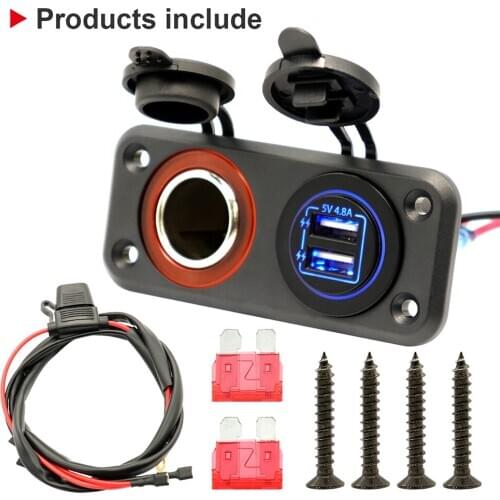 12V Cigarette Lighter Adapter Panel Car Dual USB Charger Power Socket Adapter