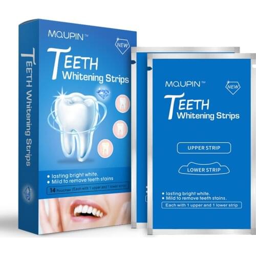 Teeth Whitening Dry Strips Long-lasting Brightening Toothpaste Removes yellow stains refreshes breath White toothpaste 14 piecs