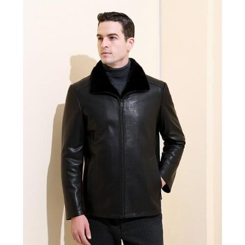2021 Full Pelt Mink Fur Clothes Men Formal Genuine Sheepskin Leather Jacket Luxury Real Natural Fur Nick Garment