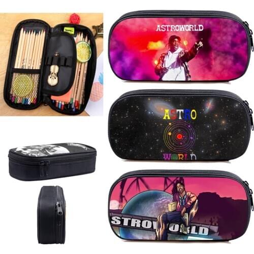 3D Travis Scott Makeup ASTROWORLD Case Anime Pencil Box Cartoon Cosmetic Bag Girls School Supplies Bag Organizer Makeup Pouch