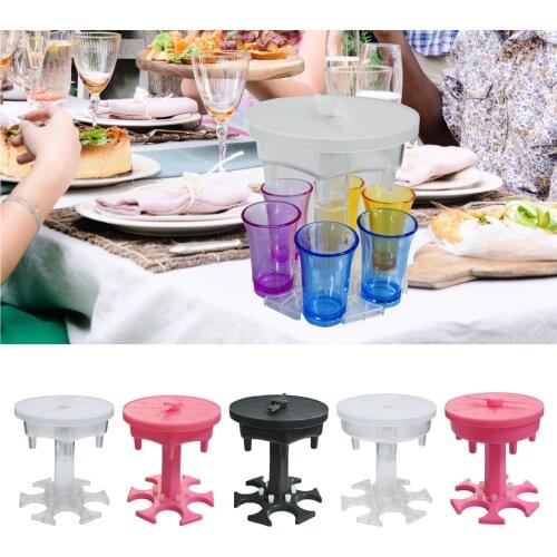 6 Shot Glass Dispenser and Holder with 6 Stoppers for Drinking Party Home