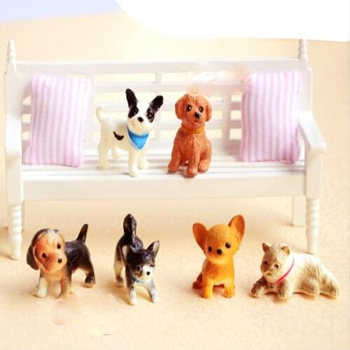 6 x Resin Wildlife Collection Solid Animal Little Puppy Pet Dog Action Figures for Kids Party Simulation Figuration Toys Model