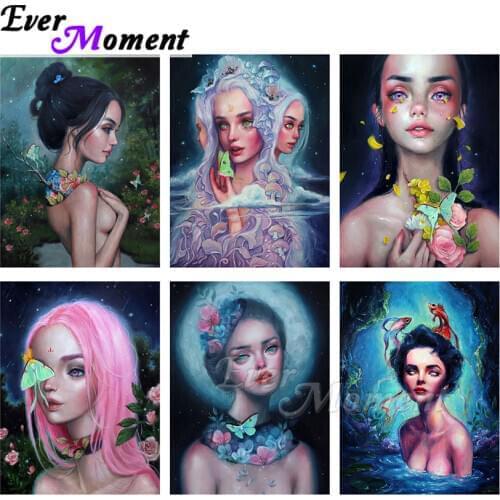 Ever Moment Diamond Painting Modern Girl Painting Resin Full Square Drill Gift Embroidery Handcraft Decoration Wall Art ASF2136