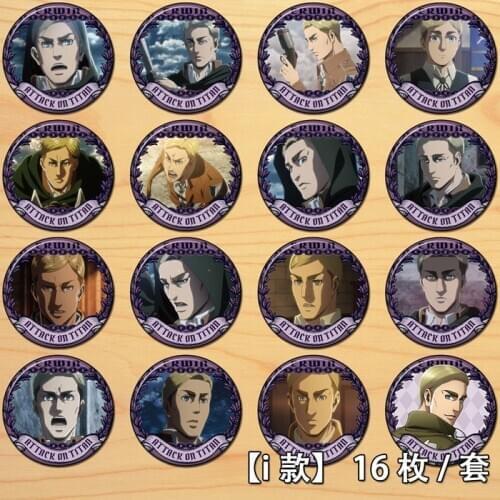 Anime Attack on Titan Erwin Smith Figure Badge Round Brooch Pin Gifts Kids Collection Toy
