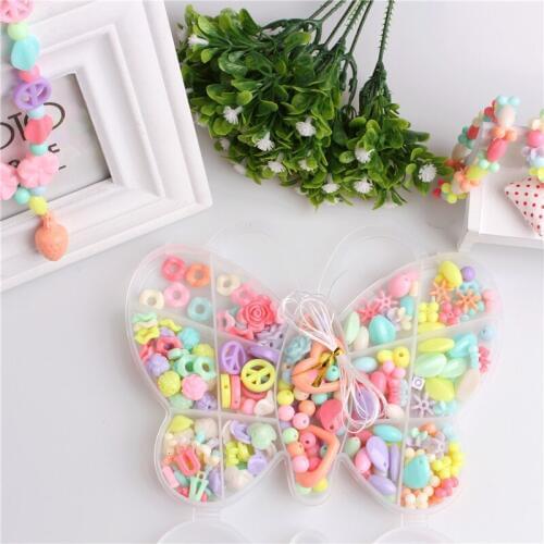 Butterfly DIY Beaded Toy Set For Children Creative Girl Gift Handmade Lacing Beads Jewelry Making Educational Toys Wholesale