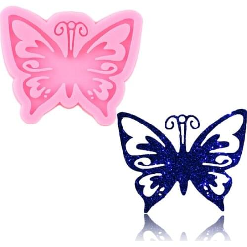 Shiny Glossy Pretty Butterfly Silicone Mold Epoxy Resin Keychain Molds Polymer Clay Pendant Necklace Charms Making Jewelry Mould