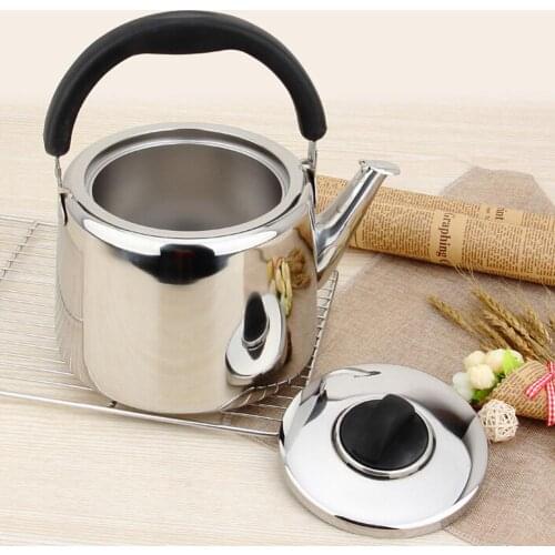 Stainless Steel Hot Kettle Pot Silver Metal Teapot Loose Tea Maker Infuser Tea Kettle Pot with Removable Tea Strainer #4W